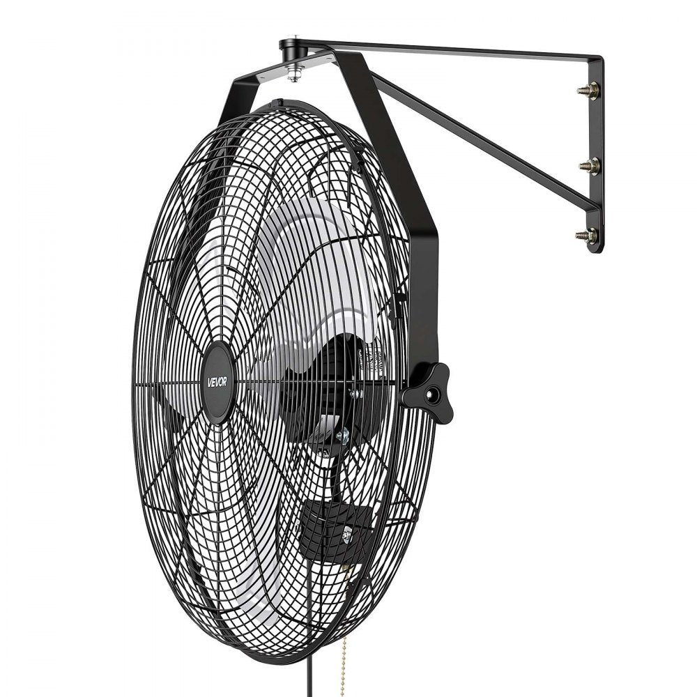 VEVOR Wall Mount Fan, 20 in Wall Mounted Hanging Fan, 3-Speed, Long Airflow Distance, Adjustable Rotation Angle, Mechanical Control, Powerful for Industry, Commercial, Garage, Workshop, Gym, 2 Pack