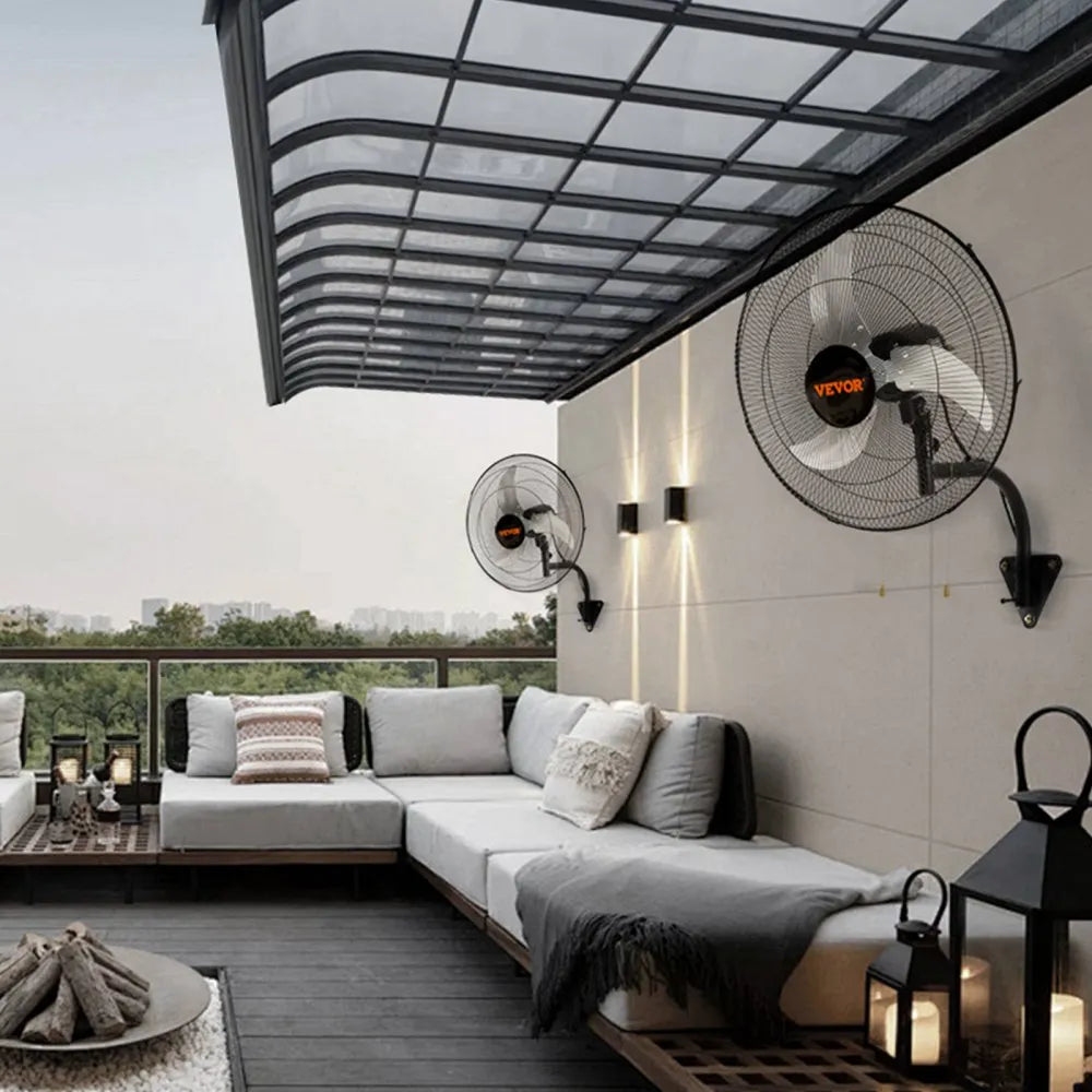 VEVOR Wall Mount Fan, 2 PCS 18 inch Oscillating, 3-speed High Velocity Max. 4000 CFM Industrial Wall Fan for Indoor, Commercial, Residential, Warehouse, Greenhouse, Workshop, Basement, Garage,Black