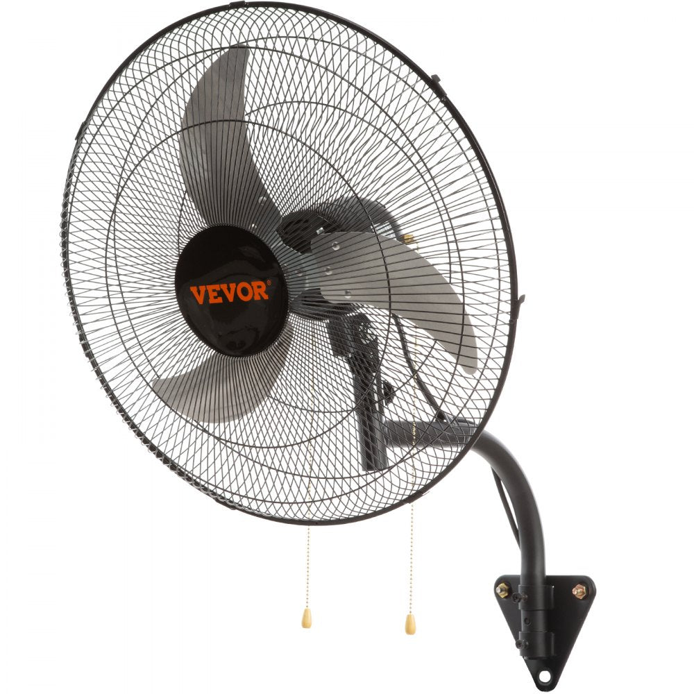 VEVOR Wall Mount Fan, 20 Inch, 3-speed High Velocity Max. 4650 CFM Oscillating Industrial Wall Fan, Commercial or Residential for Warehouse, Greenhouse, Workshop, Patio, Basement, Black, ETL Listed