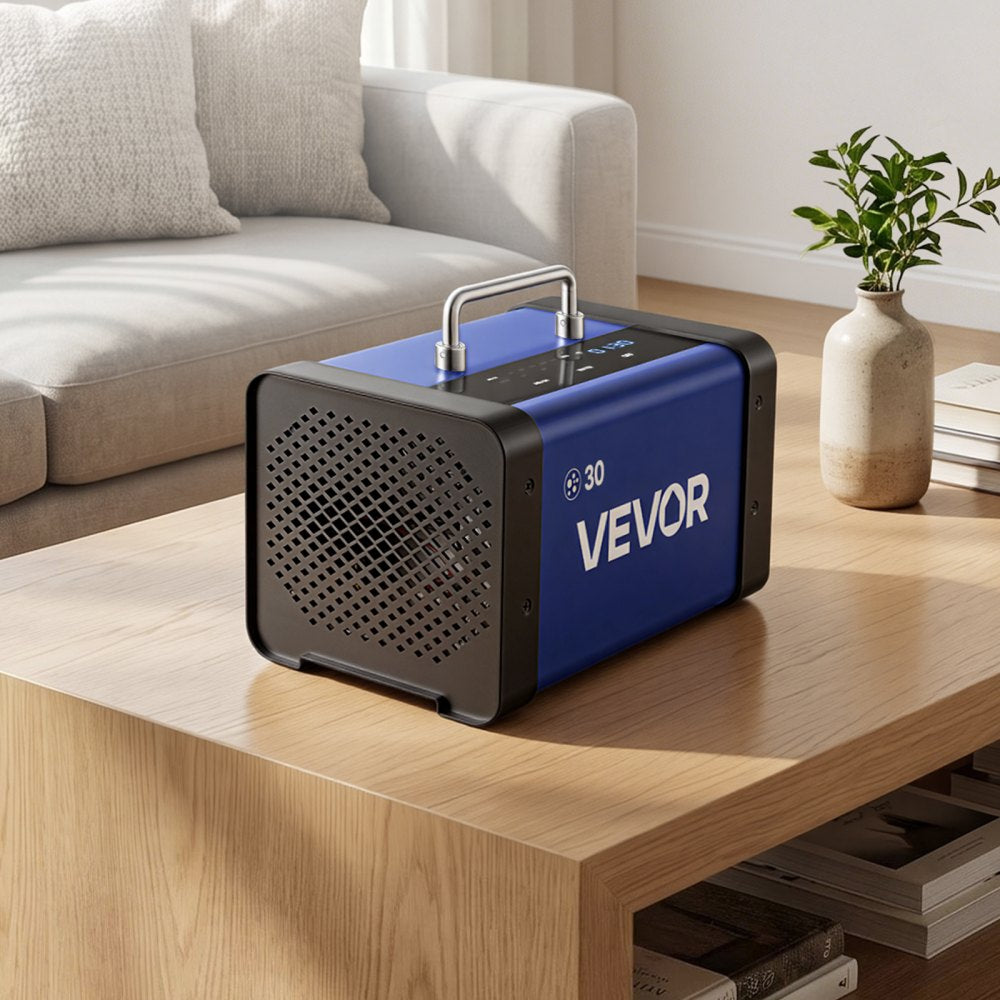 VEVOR Ozone Generator, 30000mg/h Commercial Ozone Machine, with 15s Delayed Start & Dual-Hose Water Mode & LCD Touchscreen, Industrial Deodorizer for Car, Smoke, Home Odors, Up to 2700 sq.ft