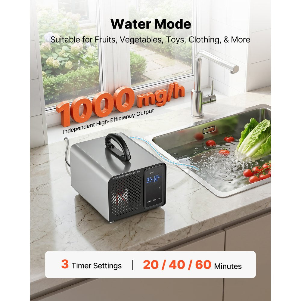 VEVOR Ozone Generator, 36000mg/h Commercial Ozone Machine, with 15s Delayed Start & Area-Based Timer & LCD Touchscreen Display, Industrial Deodorizer for Car, Smoke, Home Odors, Up to 3200 sq.ft