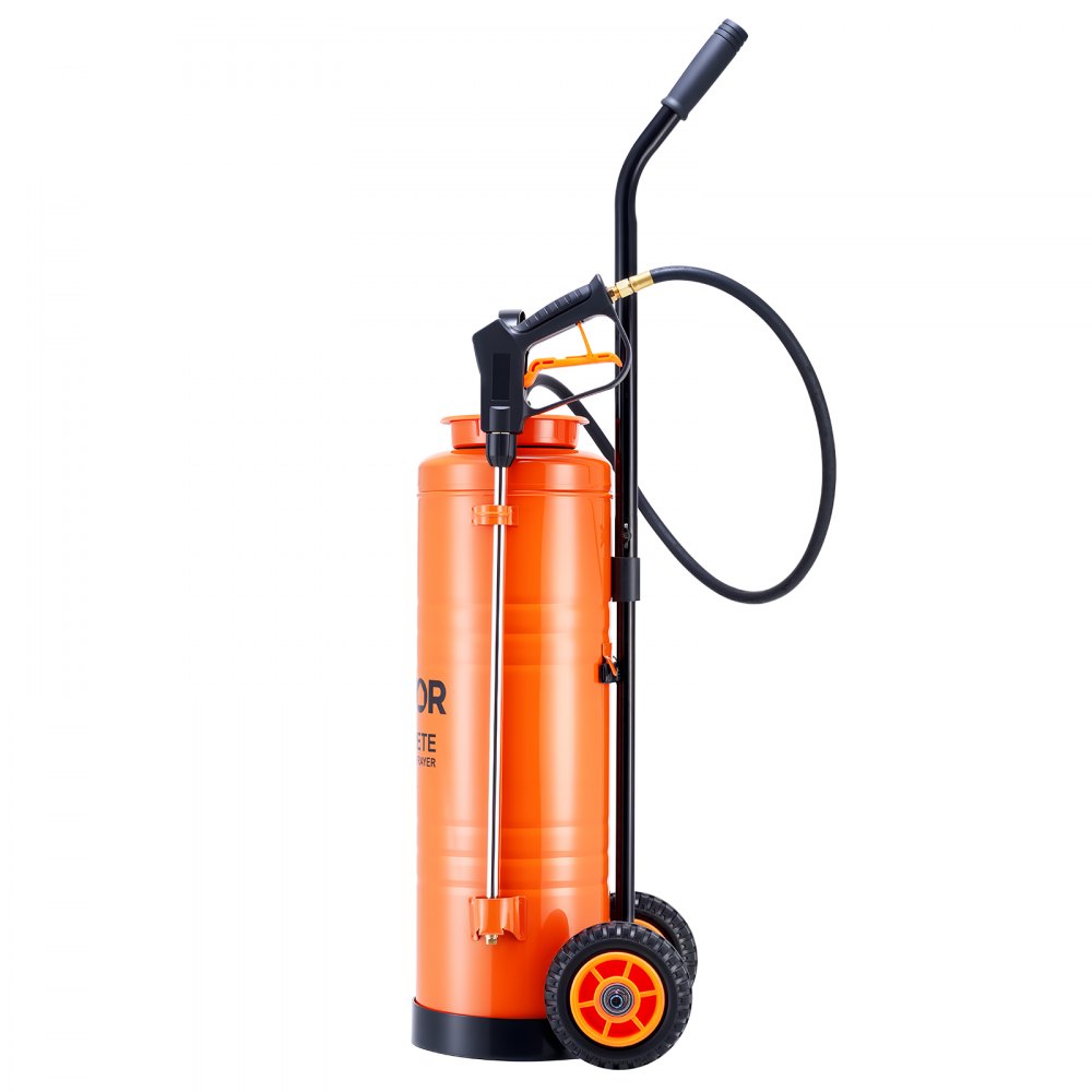 VEVOR Industrial Sprayer, 4.5 Gallons Large Capacity, Stainless Steel Concrete Sprayer with Ergonomic Handle & Removable Cart, 48" & 120" Hose, Concrete Sealer Sprayers for Form Oils Construction