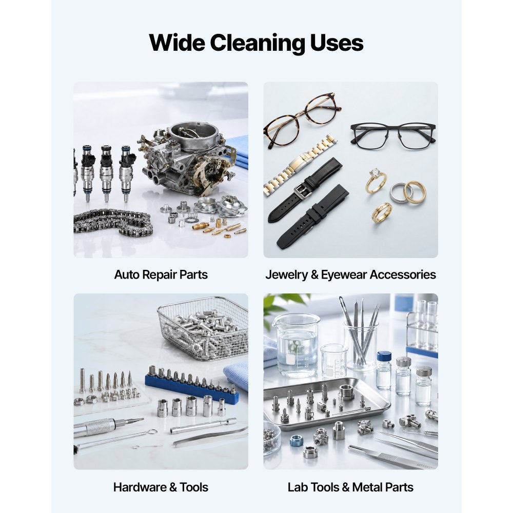 VEVOR Ultrasonic Cleaner 10L-Class Capacity Ultrasonic Parts Cleaner 40kHz, Digital Time and Temp Control, Stainless Steel Ultra Sonic Cleaning Machine with Cleaning Baskets, for Auto Parts, Glasses