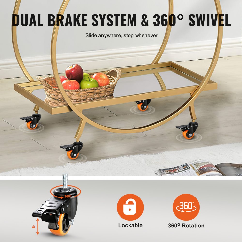 VEVOR Caster Wheels, 2 inch, Set of 4, 110 lbs Load Capacity, Threaded Stem Casters with Security Dual Locking Brake, Heavy Duty Industrial Casters, No Noise Swivel Caster Wheels for Cart, Furniture