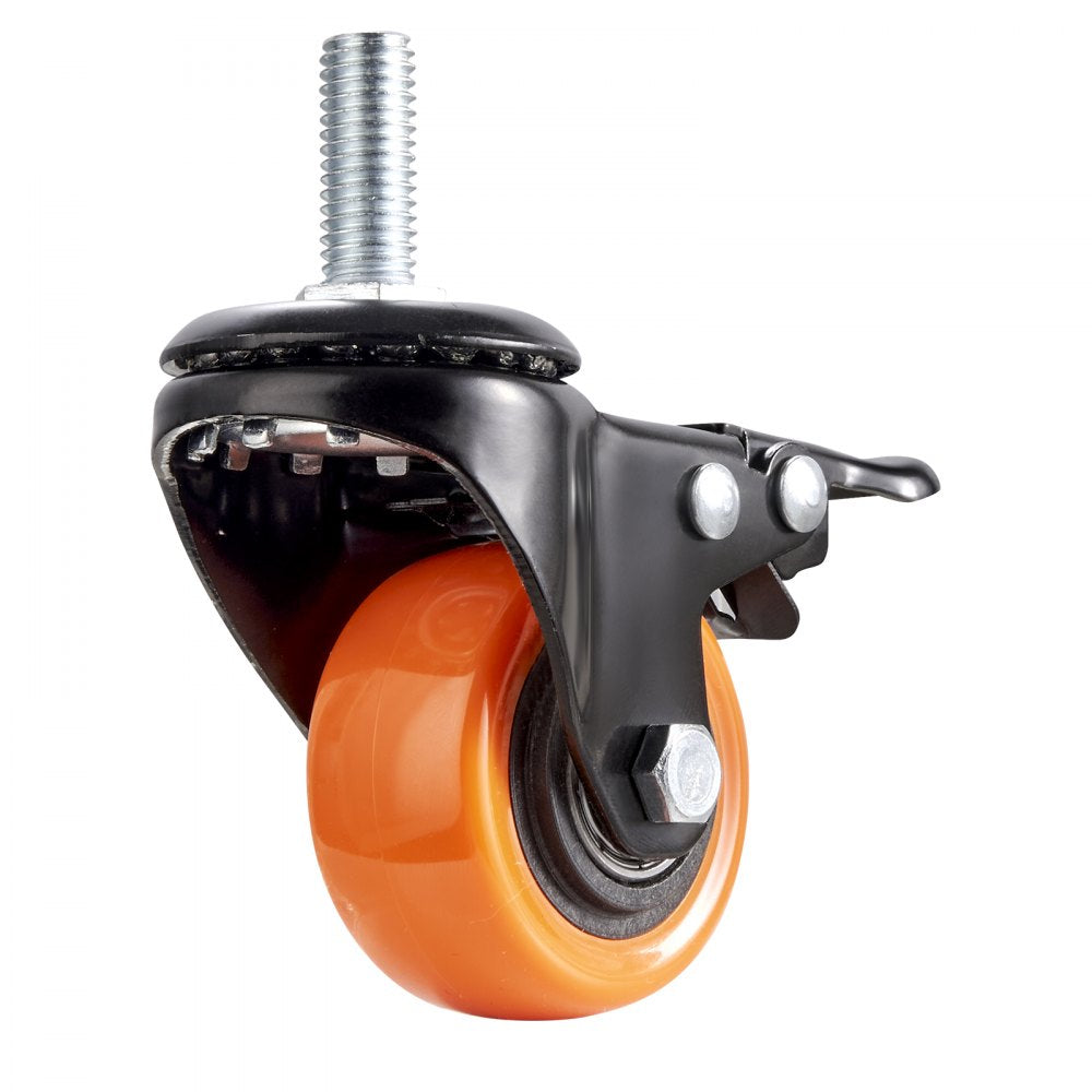 VEVOR Caster Wheels, 2 inch, Set of 4, 110 lbs Load Capacity, Threaded Stem Casters with Security Dual Locking Brake, Heavy Duty Industrial Casters, No Noise Swivel Caster Wheels for Cart, Furniture
