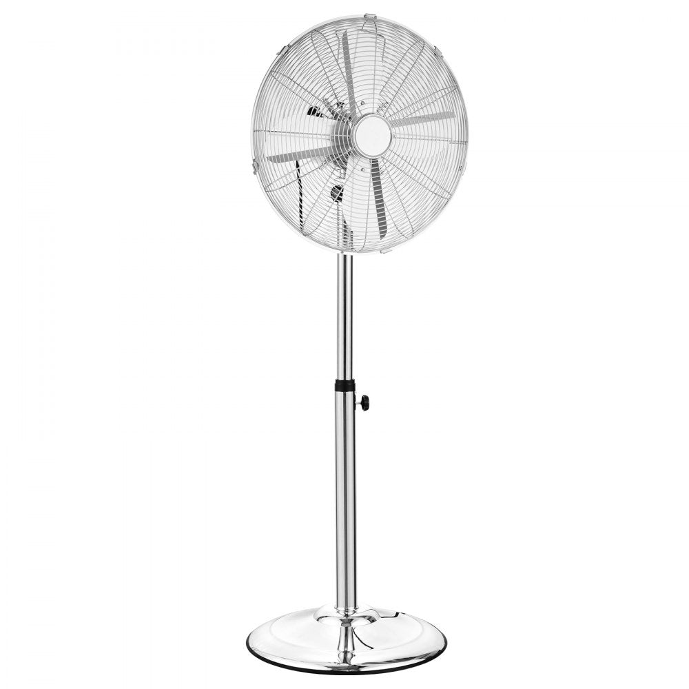VEVOR Industrial Pedestal Fan, 16 Inch 75-Degree Oscillating Fan, Height Adjustable Standing Fans with 3 Adjustable Speeds, High Power Floor Fans for Office, Silver