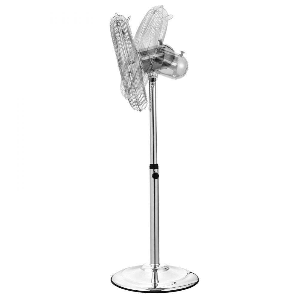 VEVOR Industrial Pedestal Fan, 16 Inch 75-Degree Oscillating Fan, Height Adjustable Standing Fans with 3 Adjustable Speeds, High Power Floor Fans for Office, Silver
