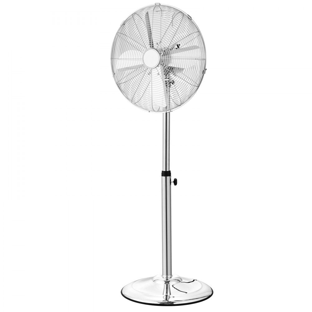 VEVOR Industrial Pedestal Fan, 16 Inch 75-Degree Oscillating Fan, Height Adjustable Standing Fans with 3 Adjustable Speeds, High Power Floor Fans for Office, Silver