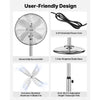 VEVOR 16-Inch High Velocity Pedestal Fan, 1450 CFM Industrial Standing Floor Fan with Handle, 75° Oscillating, 3-Speed Adjustable Height, Metal Made for Commercial, Garage, Workshop, Home, Silver