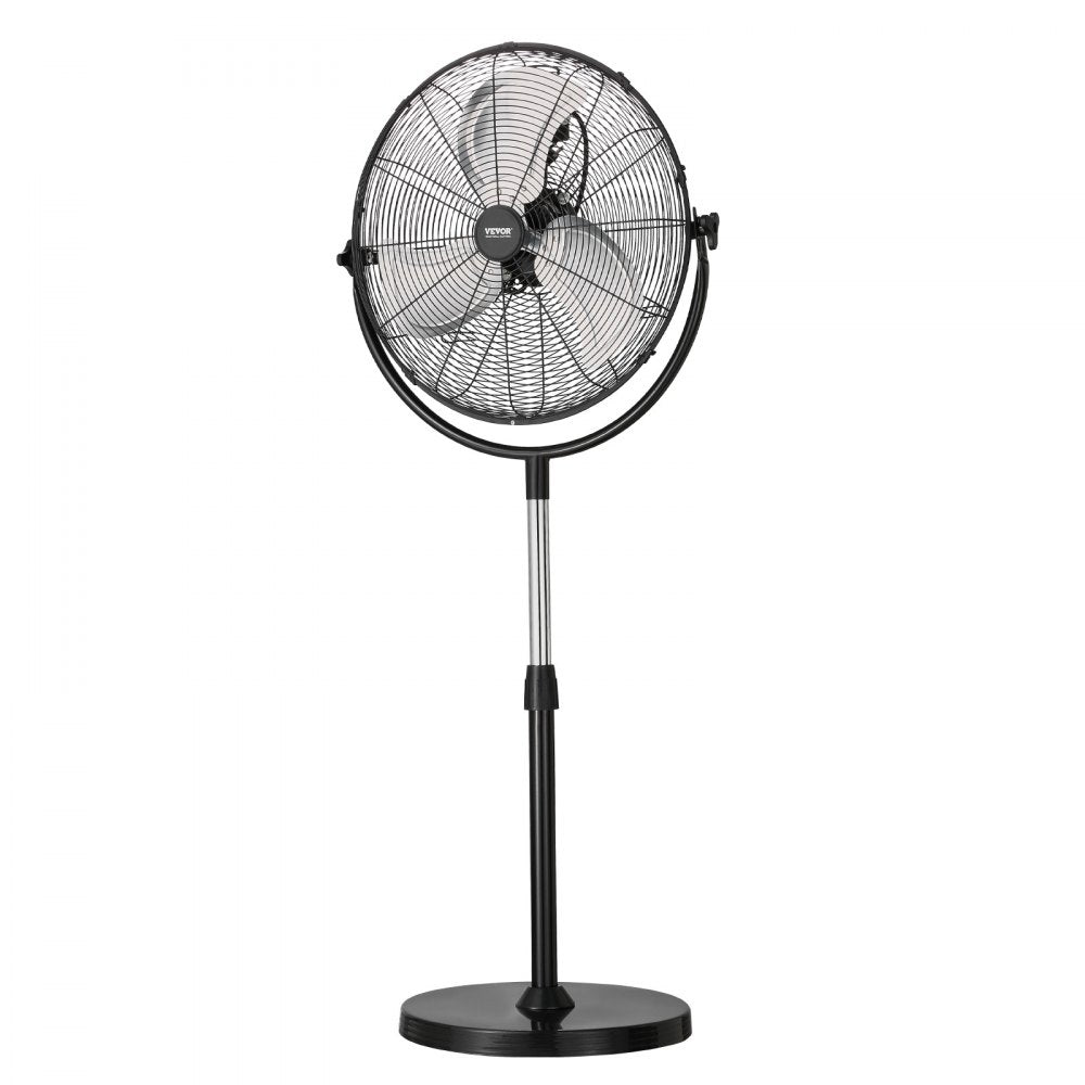 VEVOR Industrial Pedestal Fan, 18 Inch Standing Fan with 45.3 to 57.9 Inches Adjustable Height, Floor Fans with 3 Adjustable Speeds, High Power Fans for Warehouse,Garage,Commercial,Residential, Black