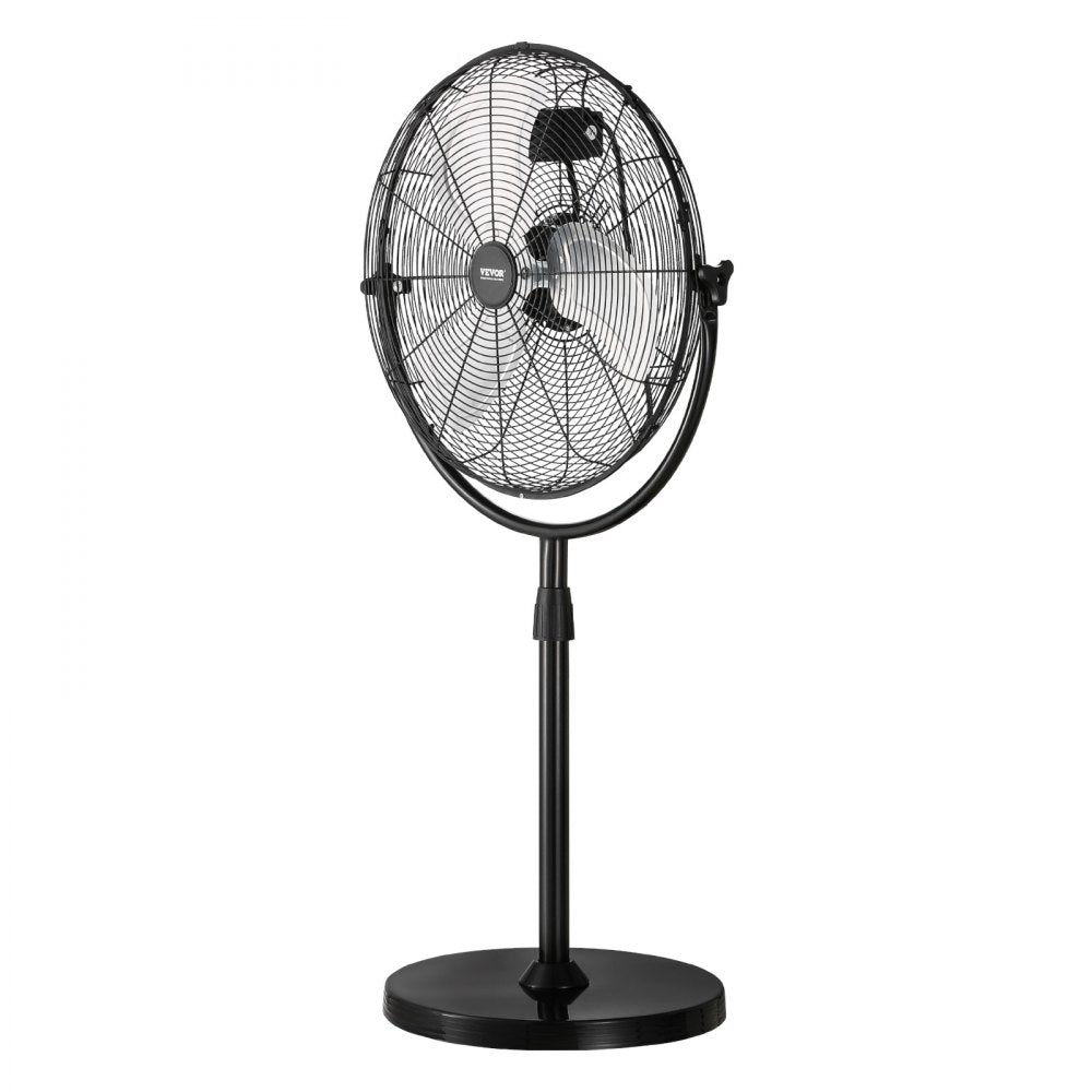 VEVOR Industrial Pedestal Fan, 20 Inch Standing Fan with 46.9 to 59.6 Inches Adjustable Height, Floor Fans with 3 Adjustable Speeds, High Power Fans for Warehouse,Garage,Commercial,Residential, Black