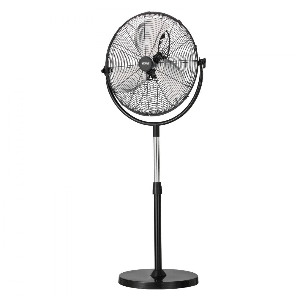 VEVOR Industrial Pedestal Fan, 20 Inch Standing Fan with 46.9 to 59.6 Inches Adjustable Height, Floor Fans with 3 Adjustable Speeds, High Power Fans for Warehouse,Garage,Commercial,Residential, Black