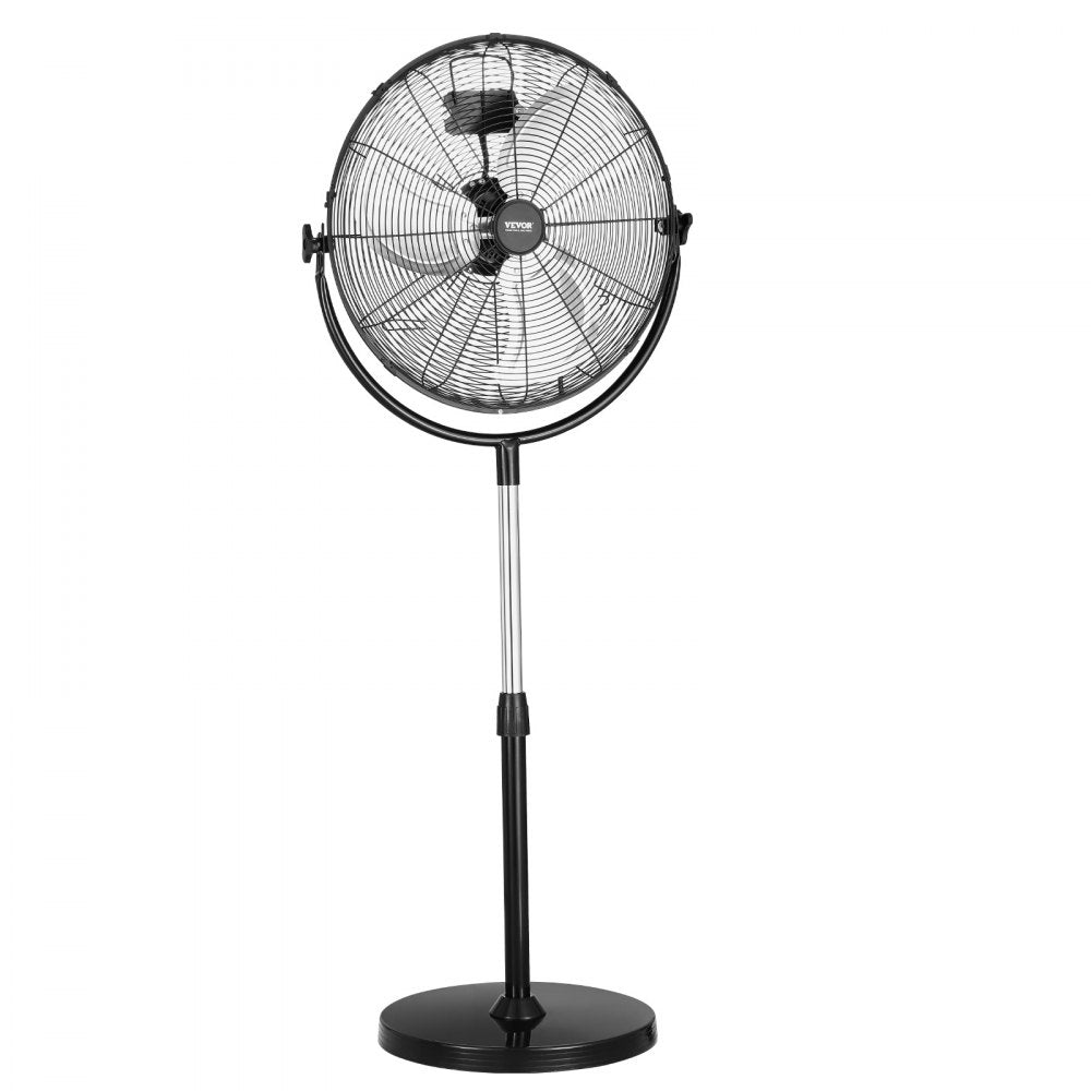 VEVOR Industrial Pedestal Fan, 20 Inch Standing Fan with 46.9 to 59.6 Inches Adjustable Height, Floor Fans with 3 Adjustable Speeds, High Power Fans for Warehouse,Garage,Commercial,Residential, Black