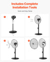 VEVOR Industrial Pedestal Fan, 24 Inch 85-Degree Oscillating Fan, Height Adjustable Standing Fans with 3 Adjustable Speeds, High Power Fans for Warehouse,Garage,Commercial, Black