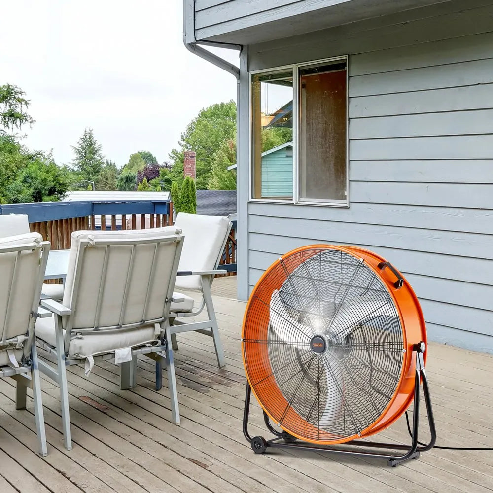 VEVOR Drum Fan, 30 Inch High Velocity Industrial Shop Fan, Heavy Duty Commercial Use 3-Speed 13000CFM, 360°Adjustable Tilting Industrial Floor Fan for Warehouse,Workshop,Factory, Basement