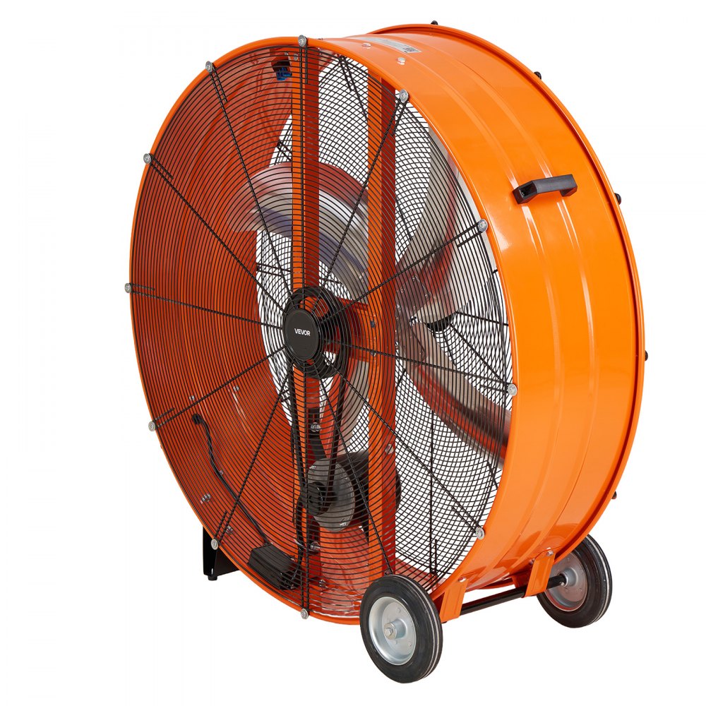 VEVOR Industrial Shop Fan, 42 Inch Floor Drum Fan, High Velocity 16100 CFM, Heavy Duty Aluminum Blades, 2 Speeds, with Handle, Ideal for Commercial, Garage, Warehouse, Basement, Workshop, Factory