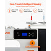 VEVOR Industrial Sewing Machine, 550W Lockstitch Sewing Machine Set with Servo Motor and Table Stand, Auto Thread Trimmer, 5000 SPM High Speed, Metal Frame, LCD Panel, LED Light, for Cotton, Denim