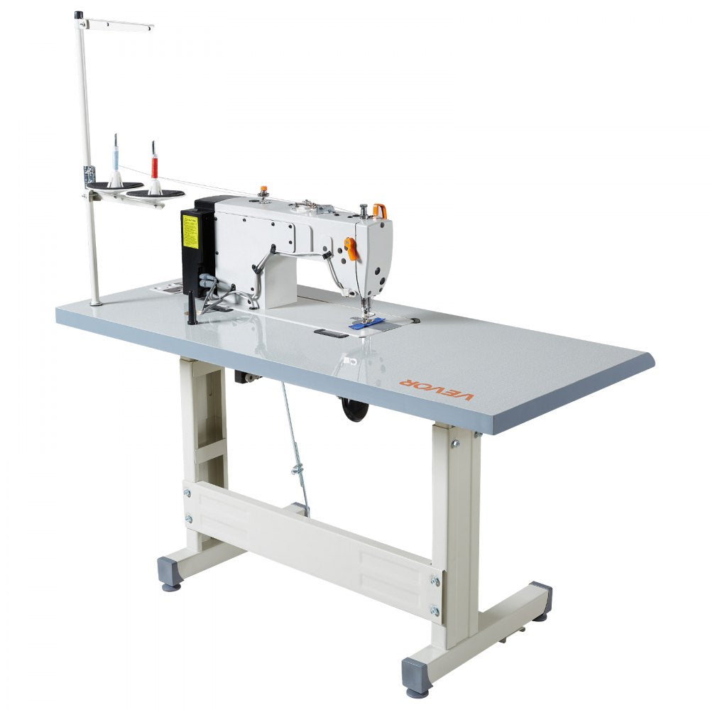 VEVOR Industrial Sewing Machine, 550W Lockstitch Sewing Machine Set with Servo Motor and Table Stand, Auto Thread Trimmer, 5000 SPM High Speed, Metal Frame, LCD Panel, LED Light, for Cotton, Denim