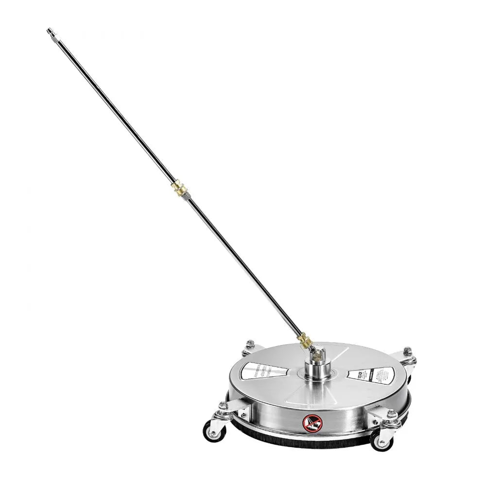 VEVOR 16.5" Pressure Washer Surface Cleaner, Stainless Steel Pressure Washer Attachments with 4 Wheels, 4000 Max PSI, 1/4 Quick Connector, 2 Spray Nozzles, 2 Extended Wands for Concrete, Patio, Deck
