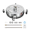 VEVOR 14" Pressure Washer Surface Cleaner, Stainless Steel Pressure Washer Attachments with 4 Wheels, 4000 Max PSI, 1/4 Quick Connector, 2 Spray Nozzles, 2 Extended Wands for Concrete, Patio, Deck