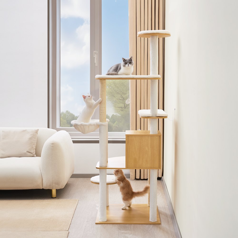 VEVOR Large Cat Tree, 68.9 inches Tall, Cat Tower, Multi-level Cat Condo Furniture Activity Center with Cozy Perches, Sisal Scratching Posts, Hammock, Big Kittens House for Indoor Cats Play & Rest