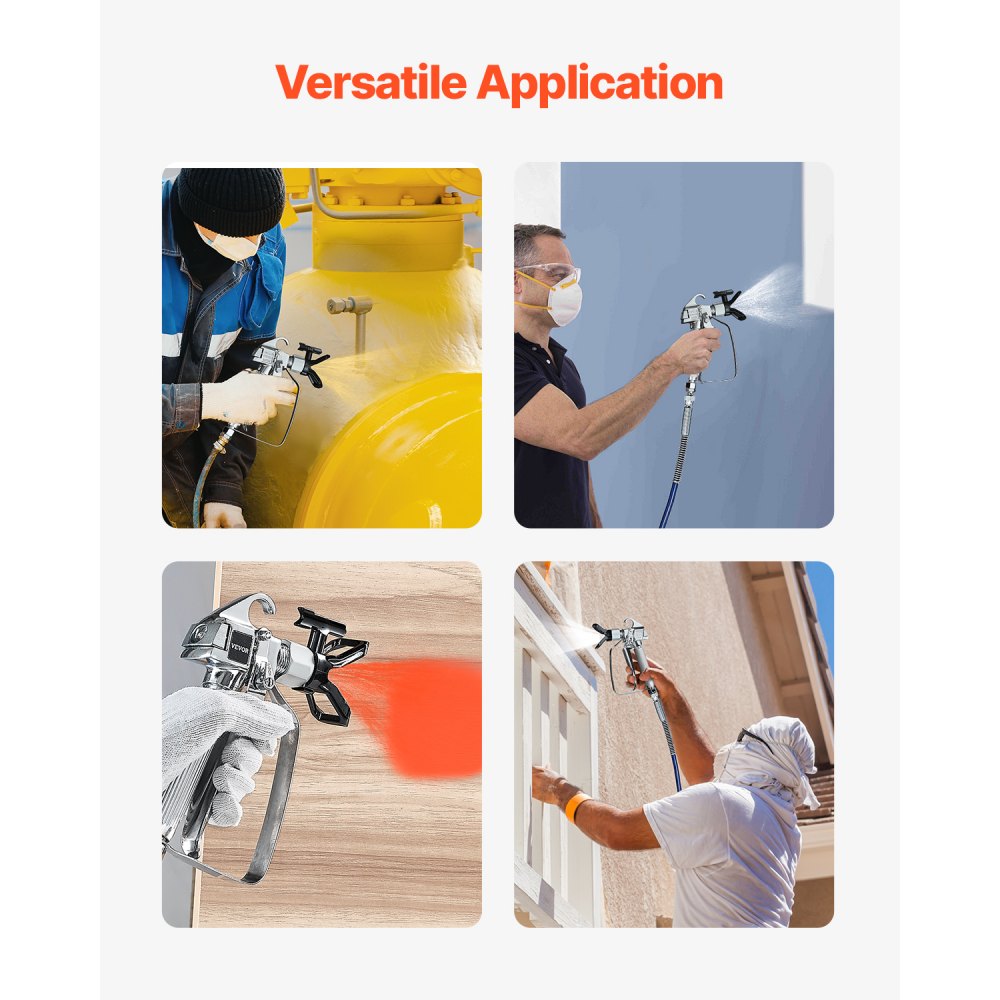 VEVOR Airless Paint Spray Gun, 3600PSI High Pressure Airless Paint Sprayer Gun with 5 Tips, 211, 315, 417, 517, 623, Swivel Joint Airless Spray Gun Kit with Filters, Cleaning Needle and Brush