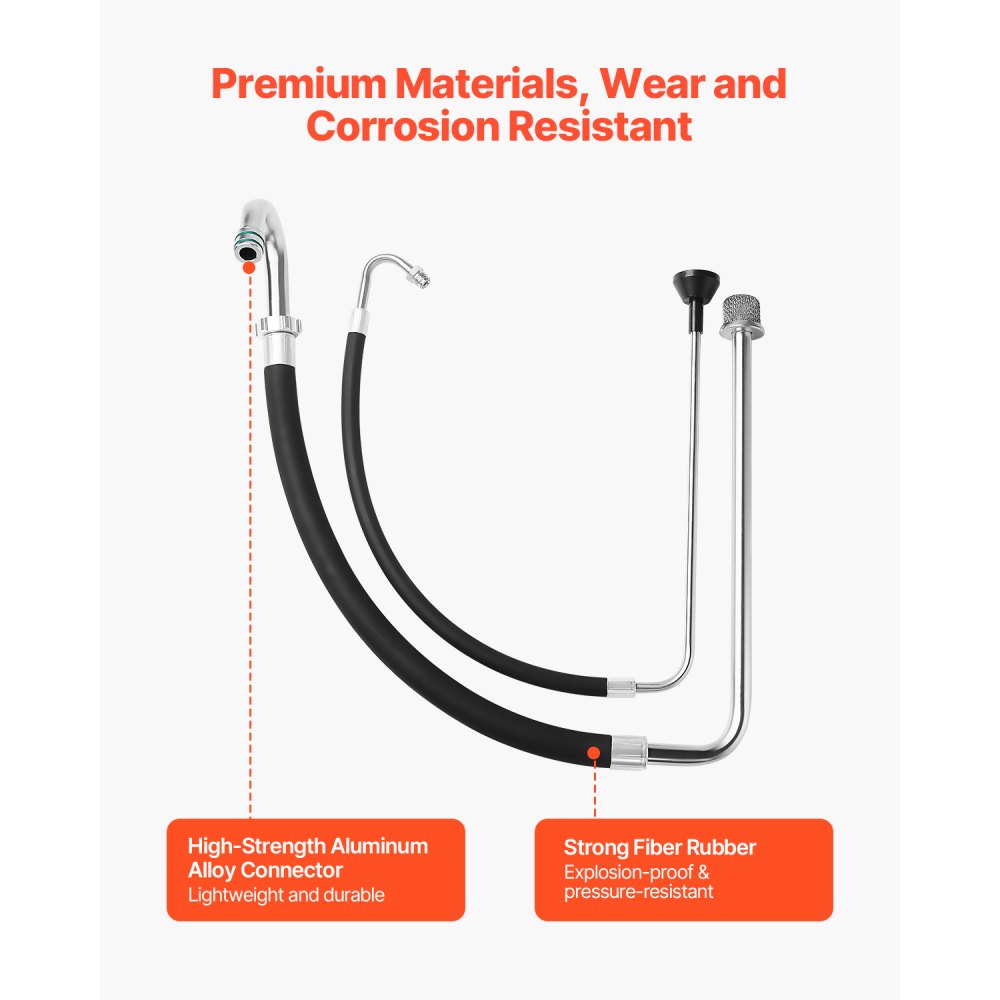 VEVOR Suction Hose Tube and Reflux Line Sets, Aluminum Alloy an Rubber Suction Hose and Reflux Line Set, Paint Sprayers Tool Part, Compatible with Multiple Airless Spraying/Line Painting Machine