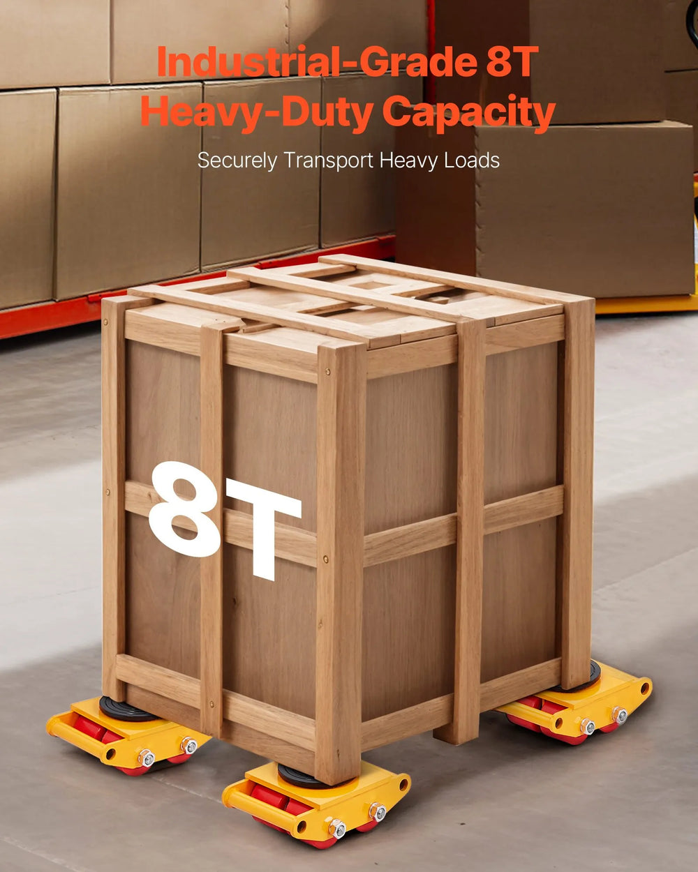 VEVOR 4PCS Machinery Skate Dolly, 17637 LBS/8T Industrial Machinery Mover, Heavy Duty Carbon Steel Machinery Moving Skate with 4 PU Wheels and 360° Rotation Non-Slip Cap for Warehouse, Workshop, Facto