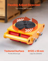 VEVOR 4PCS Machinery Skate Dolly, 17637 LBS/8T Industrial Machinery Mover, Heavy Duty Carbon Steel Machinery Moving Skate with 4 PU Wheels and 360° Rotation Non-Slip Cap for Warehouse, Workshop, Facto