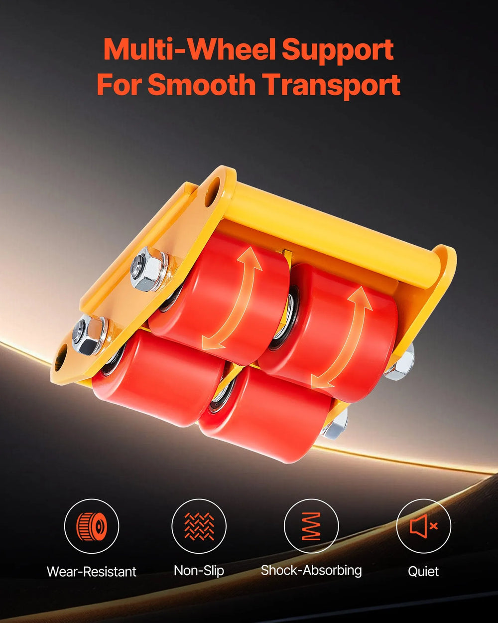 VEVOR 4PCS Machinery Skate Dolly, 17637 LBS/8T Industrial Machinery Mover, Heavy Duty Carbon Steel Machinery Moving Skate with 4 PU Wheels and 360° Rotation Non-Slip Cap for Warehouse, Workshop, Facto