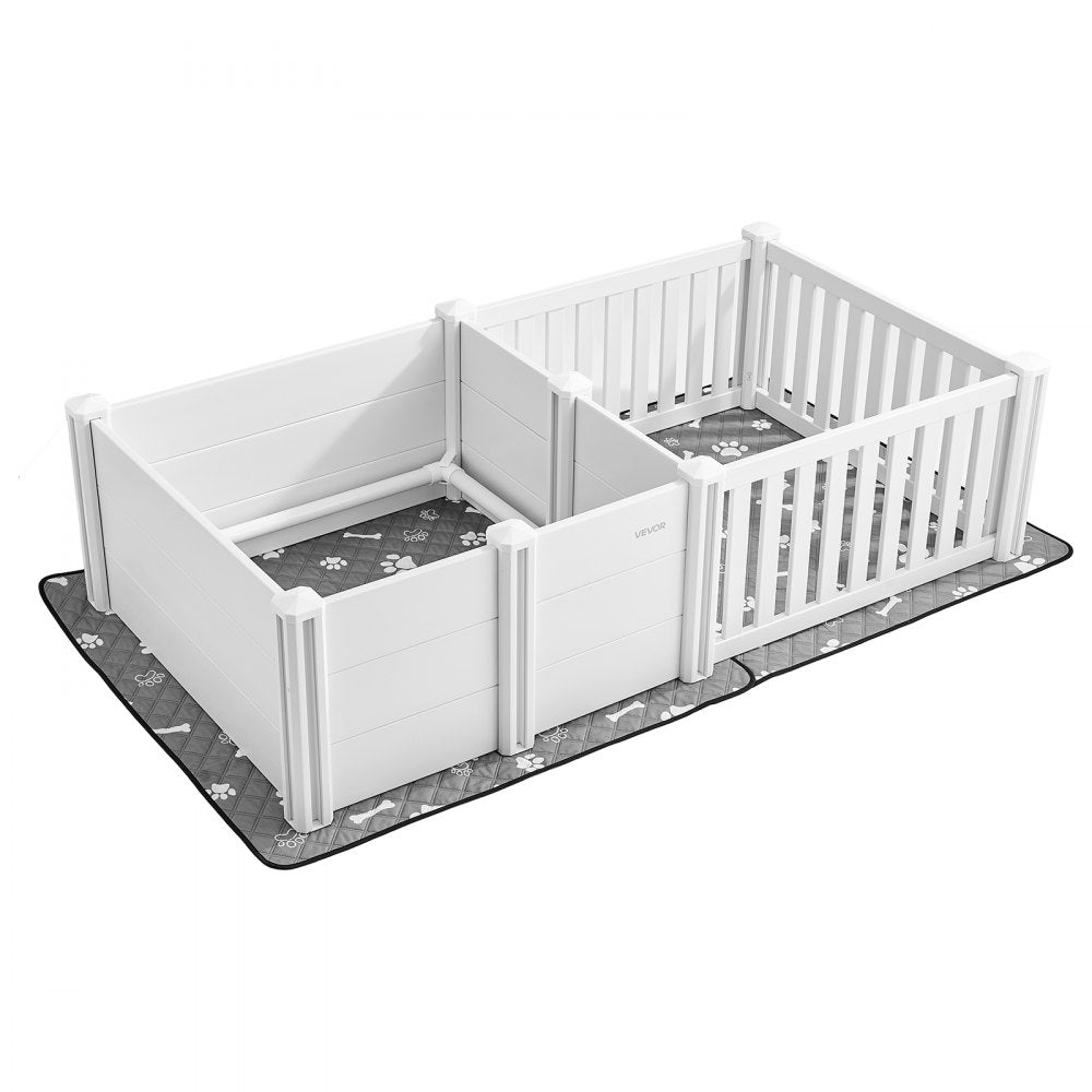 VEVOR Dog Whelping Box, 73x38x19.7 in, Plastic Dog Whelping Pen with Adjustable Height Door, Puppy Playpen with Waterproof Pee Pad, Easy to Clean, Durable Indoor Pet Birth Kit for Medium Sized Dogs