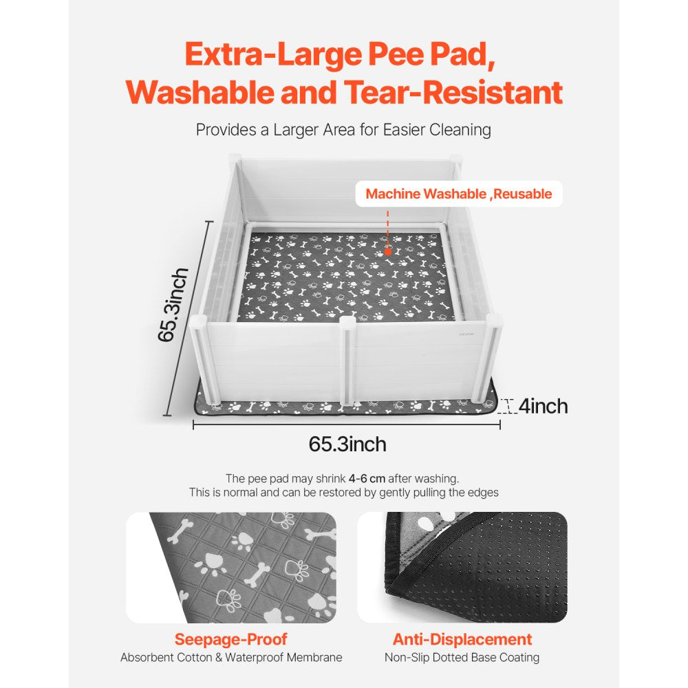 VEVOR Dogs Whelping Box, 60 x 60 x 24 inch, Plastic PVC Puppies Playpen with Height Adjustable Door and Washable Pee Pad, Anti-Deformation Indoor Puppy Play Pen for Extra Large Breed Dogs, Milk White