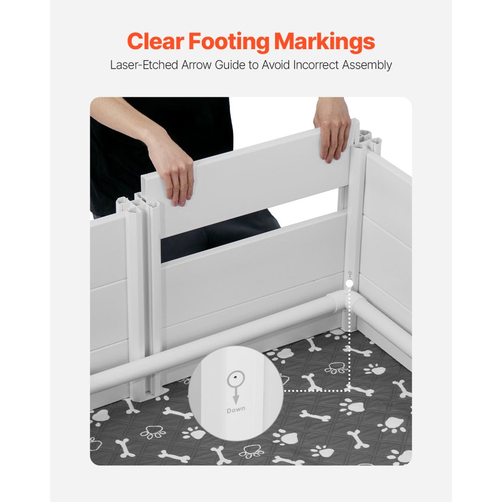 VEVOR Dogs Whelping Box, 60 x 60 x 24 inch, Plastic PVC Puppies Playpen with Height Adjustable Door and Washable Pee Pad, Anti-Deformation Indoor Puppy Play Pen for Extra Large Breed Dogs, Milk White