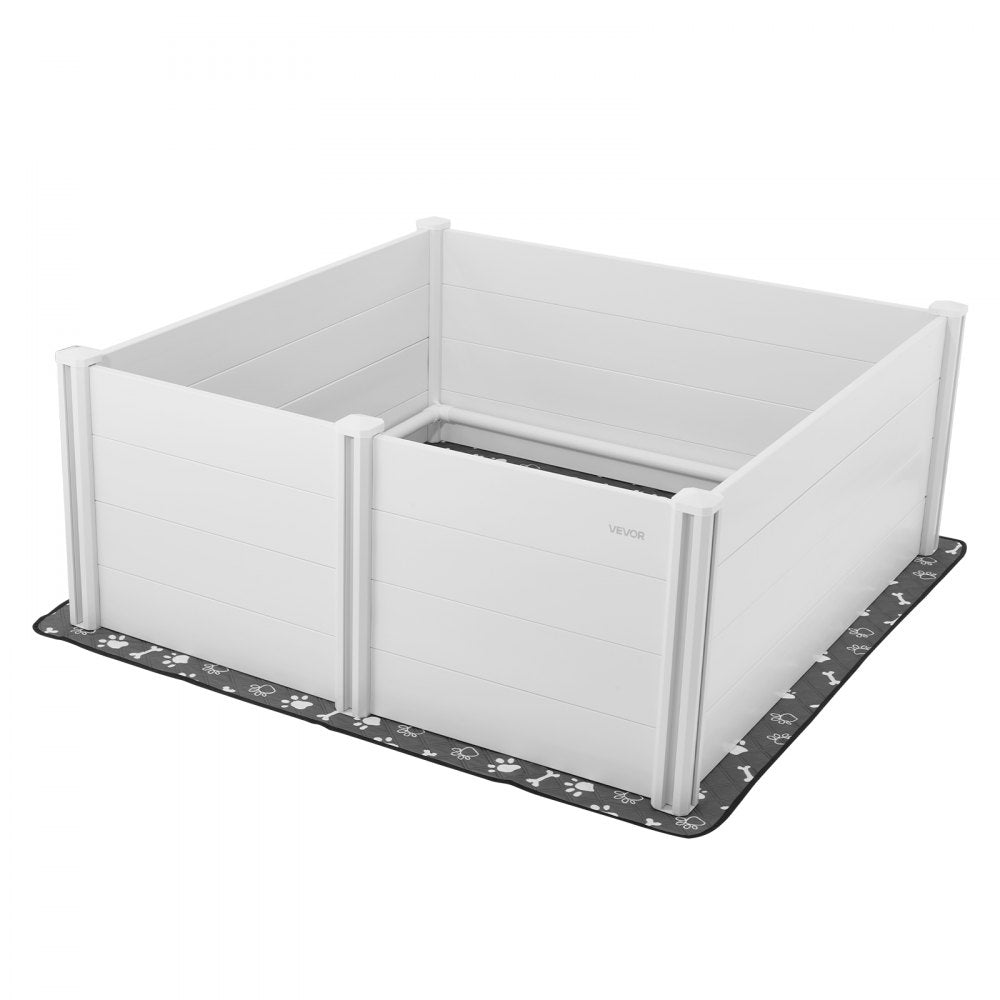 VEVOR Dogs Whelping Box, 60 x 60 x 24 inch, Plastic PVC Puppies Playpen with Height Adjustable Door and Washable Pee Pad, Anti-Deformation Indoor Puppy Play Pen for Extra Large Breed Dogs, Milk White