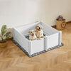 VEVOR Dogs Whelping Box, 48 x 48 x 18.1 inch, Plastic PVC Puppies Playpen with Height Adjustable Door and Washable Pee Pad, Anti-Deformation Indoor Puppy Play Pen for Large Breed Dogs, Milk White