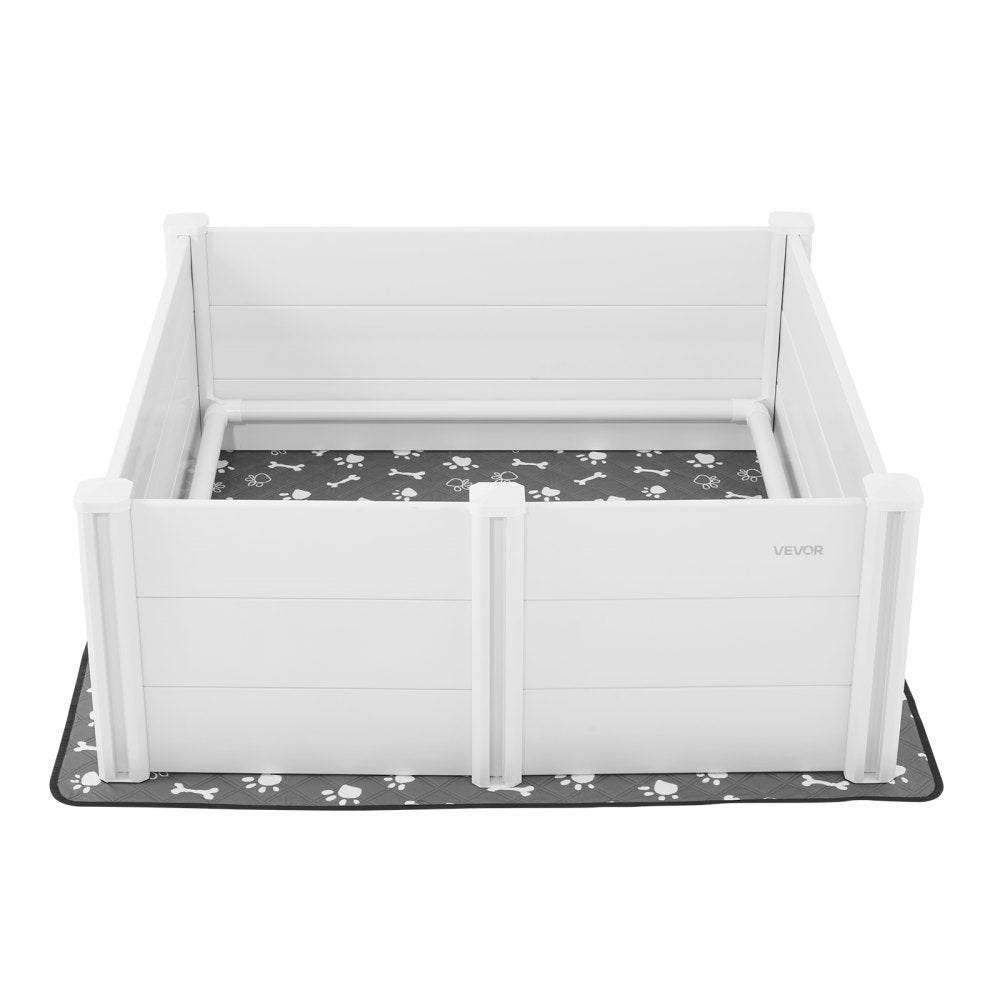 VEVOR Dogs Whelping Box, 48 x 48 x 18.1 inch, Plastic PVC Puppies Playpen with Height Adjustable Door and Washable Pee Pad, Anti-Deformation Indoor Puppy Play Pen for Large Breed Dogs, Milk White