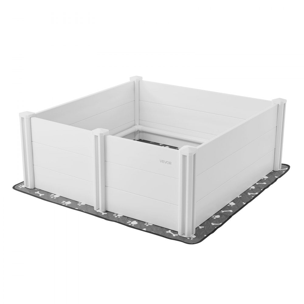 VEVOR Dogs Whelping Box, 48 x 48 x 18.1 inch, Plastic PVC Puppies Playpen with Height Adjustable Door and Washable Pee Pad, Anti-Deformation Indoor Puppy Play Pen for Large Breed Dogs, Milk White