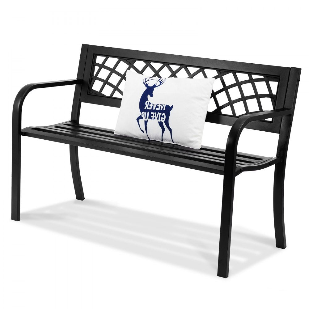 VEVOR Outdoor Bench,46 inches Metal Garden Bench for Outdoors, 480 lbs Load Capacity Bench,  Outdoor Garden Park Bench with Backrest and Armrests, Patio Bench for Garden, Park, Yard, Front Porch