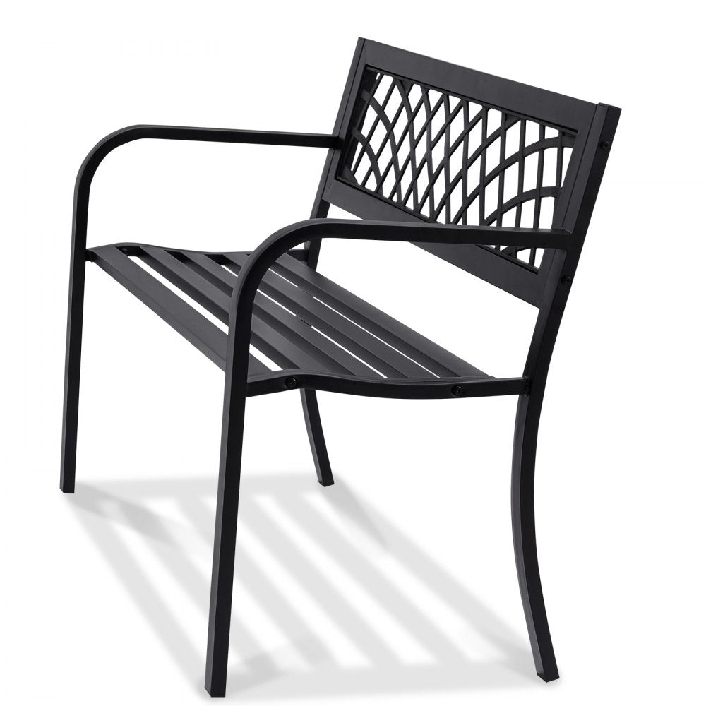 VEVOR Outdoor Bench,46 inches Metal Garden Bench for Outdoors, 480 lbs Load Capacity Bench,  Outdoor Garden Park Bench with Backrest and Armrests, Patio Bench for Garden, Park, Yard, Front Porch