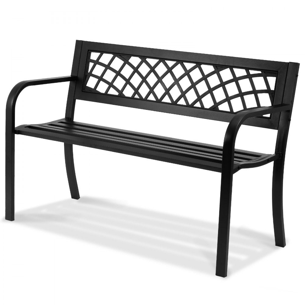 VEVOR Outdoor Bench,46 inches Metal Garden Bench for Outdoors, 480 lbs Load Capacity Bench,  Outdoor Garden Park Bench with Backrest and Armrests, Patio Bench for Garden, Park, Yard, Front Porch