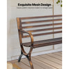 VEVOR Outdoor Bench, 50 inch, Carbon Steel Metal Frame with Slatted Pattern Backrest and Round Edge Armrests, Weatherproof Outside Bench for Patio, Garden, Park, Yard, Front Porch, Antique Bronze