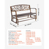 VEVOR Outdoor Bench, 50 inch, Carbon Steel Metal Frame with Cast Iron Backrest and Round Edge Armrests, Weatherproof Outside Glider Bench for Patio, Garden, Park, Yard, Front Porch, Antique Bronze
