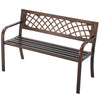 VEVOR Outdoor Bench, 46 inch, Carbon Steel Metal Frame with PVC Mesh Pattern Backrest and Round Edge Armrests, Weatherproof Outside Bench for Patio, Garden, Park, Yard, Front Porch, Antique Bronze