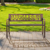 VEVOR Outdoor Bench, 50 inch, Carbon Steel Metal Frame with PVC Floral Pattern Backrest and Round Edge Armrests, Weatherproof Outside Bench for Patio, Garden, Park, Yard, Front Porch, Antique Bronze
