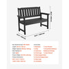 VEVOR Outdoor Bench, 50.5 inch, 800 lbs Weight Capacity for 2-3 Persons, Weatherproof Plastic Frame with Backrest and Wide Armrests, Outside Bench for Patio, Garden, Park, Yard, Front Porch, Black
