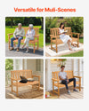 VEVOR Outdoor Bench, 50.5 inch, 800 lbs Weight Capacity for 2-3 Persons, Weatherproof Plastic Frame with Backrest and Wide Armrests, Outside Bench for Patio, Garden, Park, Yard, Natural Wood Color