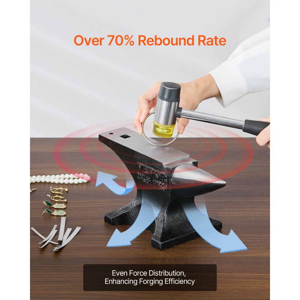 VEVOR Single Horn Anvil, 25lbs Cast Steel Anvil, High Hardness Rugged Round Horn Anvil for Blacksmiths, with Stable Base, Metal Working Tool for Metal Bending, Shaping, Twisting, Craft Projects