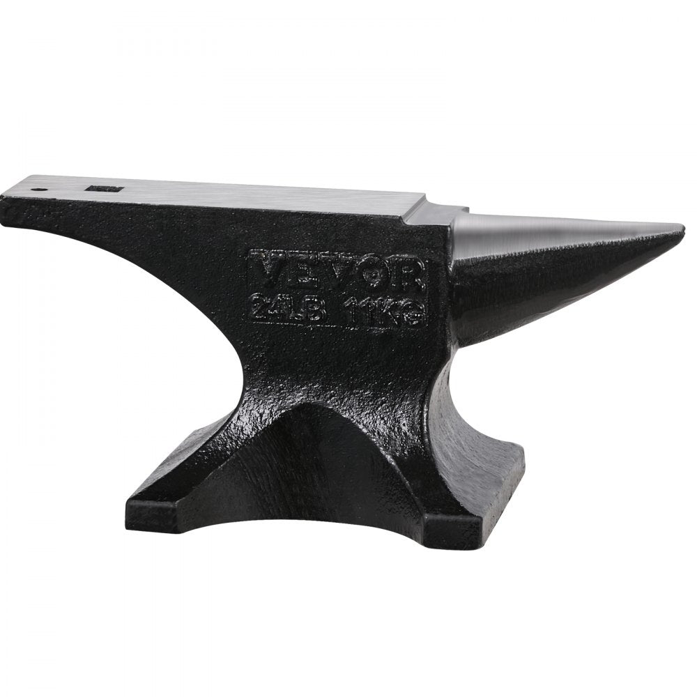 VEVOR Single Horn Anvil, 25lbs Cast Steel Anvil, High Hardness Rugged Round Horn Anvil for Blacksmiths, with Stable Base, Metal Working Tool for Metal Bending, Shaping, Twisting, Craft Projects
