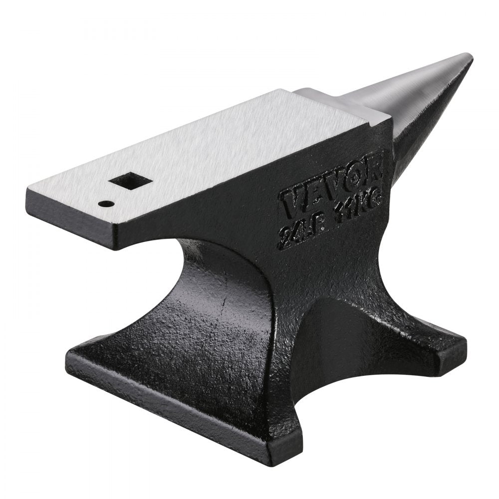 VEVOR Single Horn Anvil, 25lbs Cast Steel Anvil, High Hardness Rugged Round Horn Anvil for Blacksmiths, with Stable Base, Metal Working Tool for Metal Bending, Shaping, Twisting, Craft Projects
