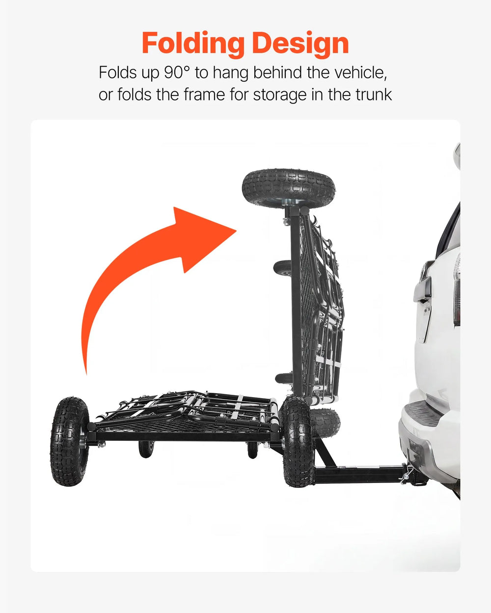 VEVOR Hitch Mount Cargo Carrier on Wheels, 36.2" x 21.3" x 11.8", 2-in-1 Folding Rear Luggage Rack Basket & Cargo Cart with Hitch Stabilizer, Fits 2" Receiver for SUV Pickups, 400LBS Load Capacity